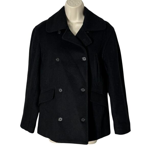 J.Crew Womens Wool Cashmere Blend Double Breasted Peacoat Black Size S